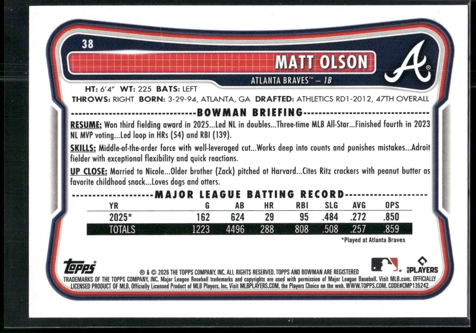 2026 Bowman #38 Matt Olson