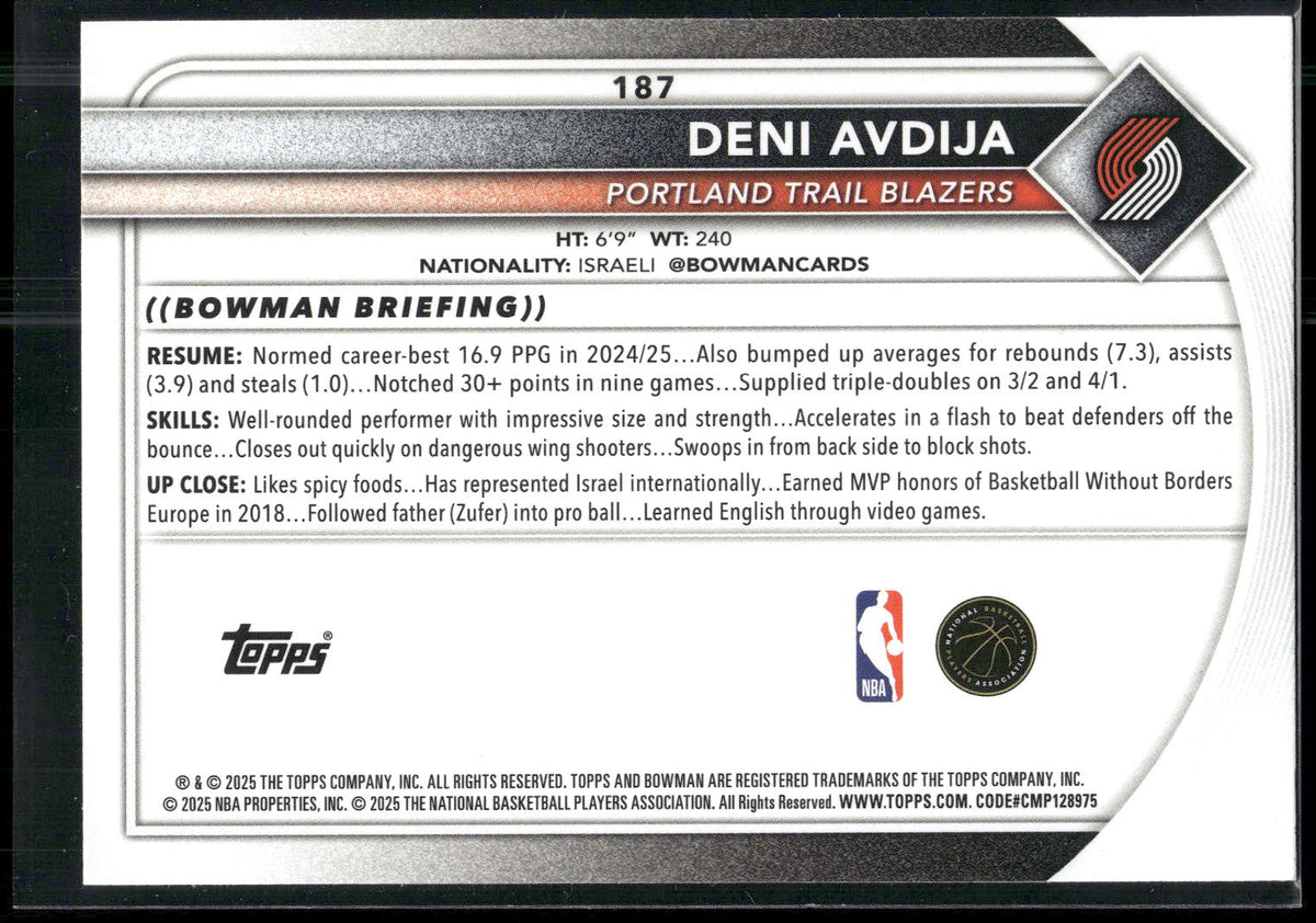 2025-26 Bowman #187 Deni Avdija