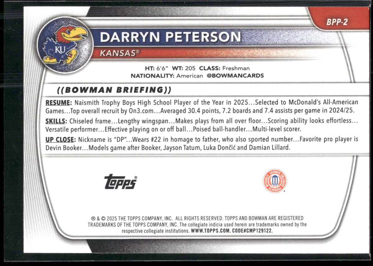 2025-26 Bowman #BPP-2 Darryn Peterson Prospects