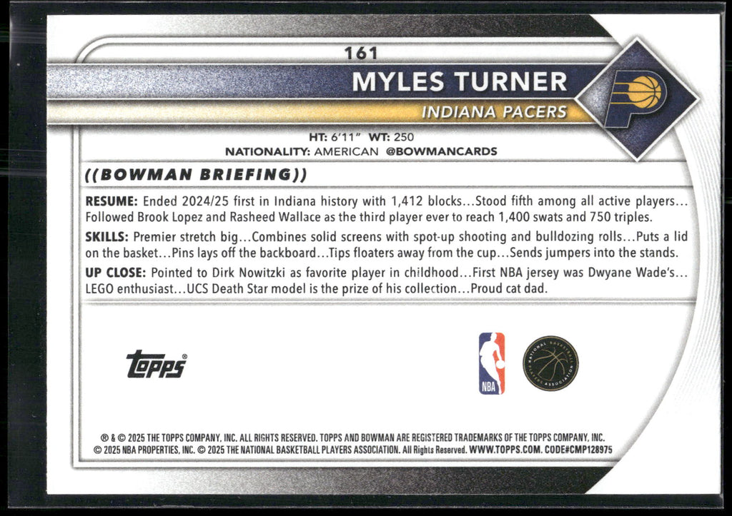 2025-26 Bowman #161 Myles Turner