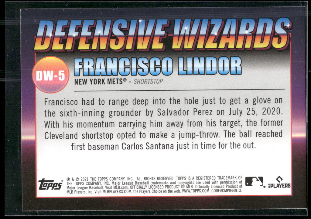 2021 Topps Big League #DW-5 Francisco Lindor Defensive Wizards