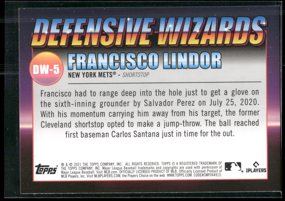 2021 Topps Big League #DW-5 Francisco Lindor Defensive Wizards