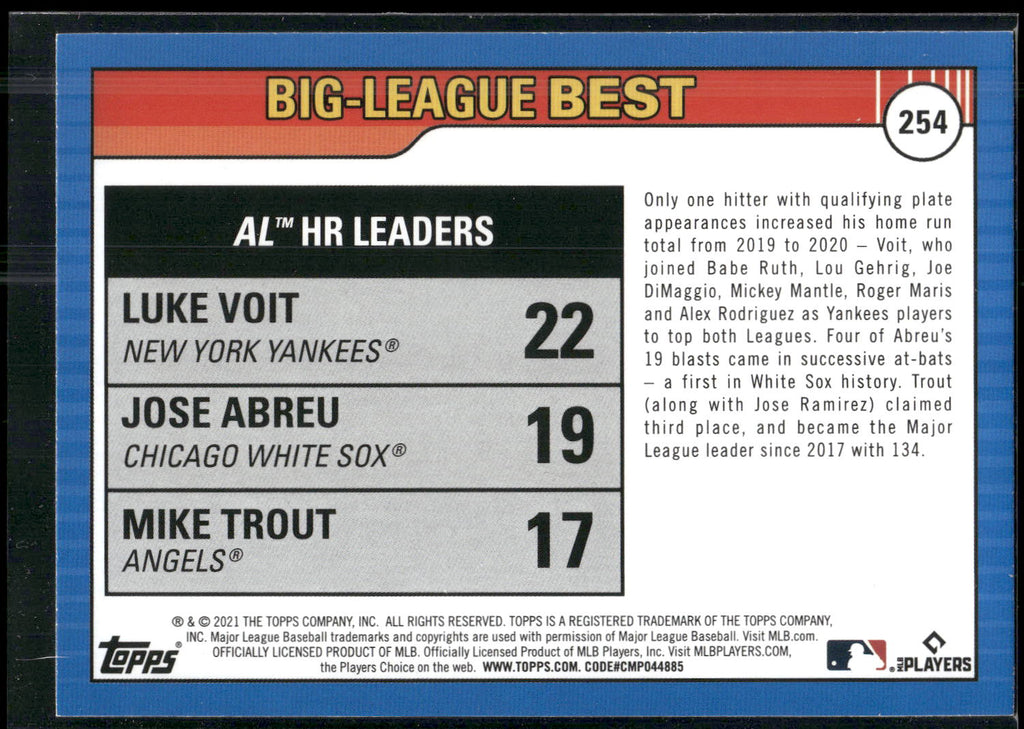 2021 Topps Big League #254 Mike Trout / Jose Abreu / Luke Voit Orange