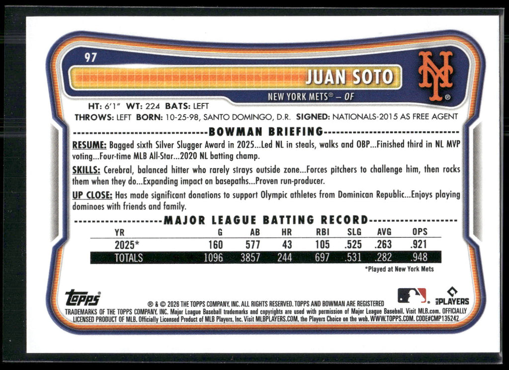 2026 Bowman #97 Juan Soto
