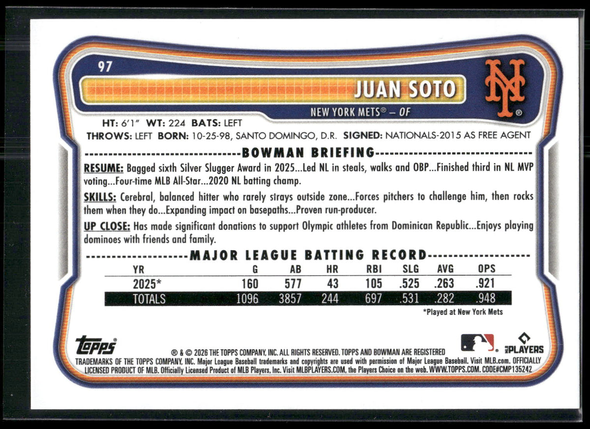 2026 Bowman #97 Juan Soto
