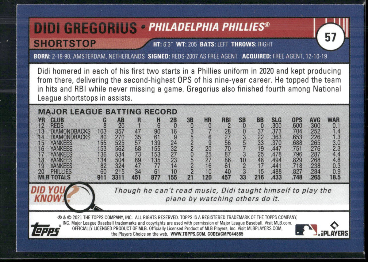 2021 Topps Big League #57 Didi Gregorius