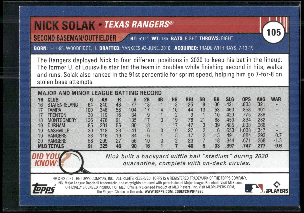 2021 Topps Big League #105 Nick Solak