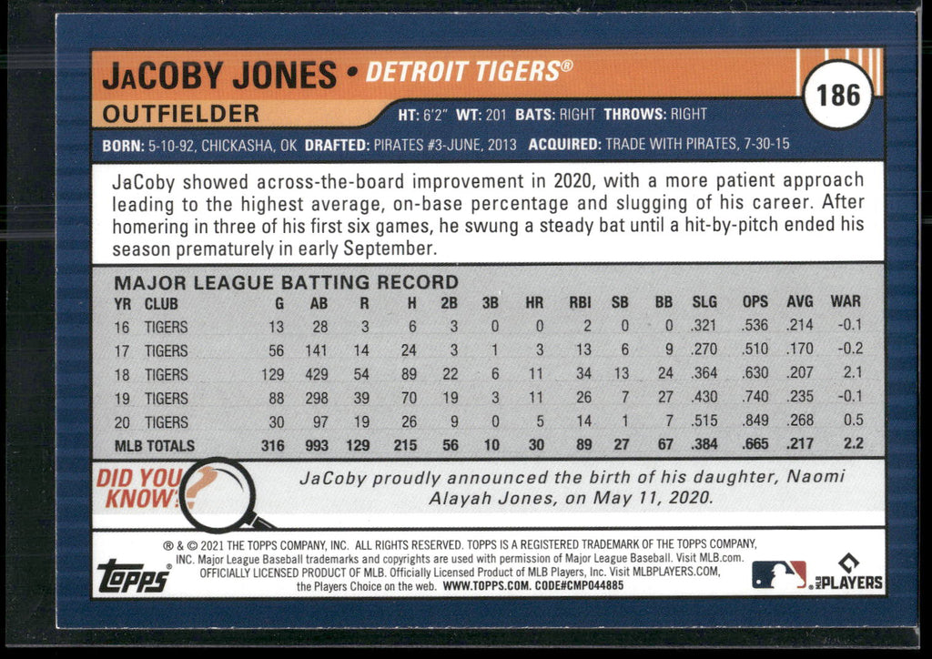 2021 Topps Big League #186 JaCoby Jones