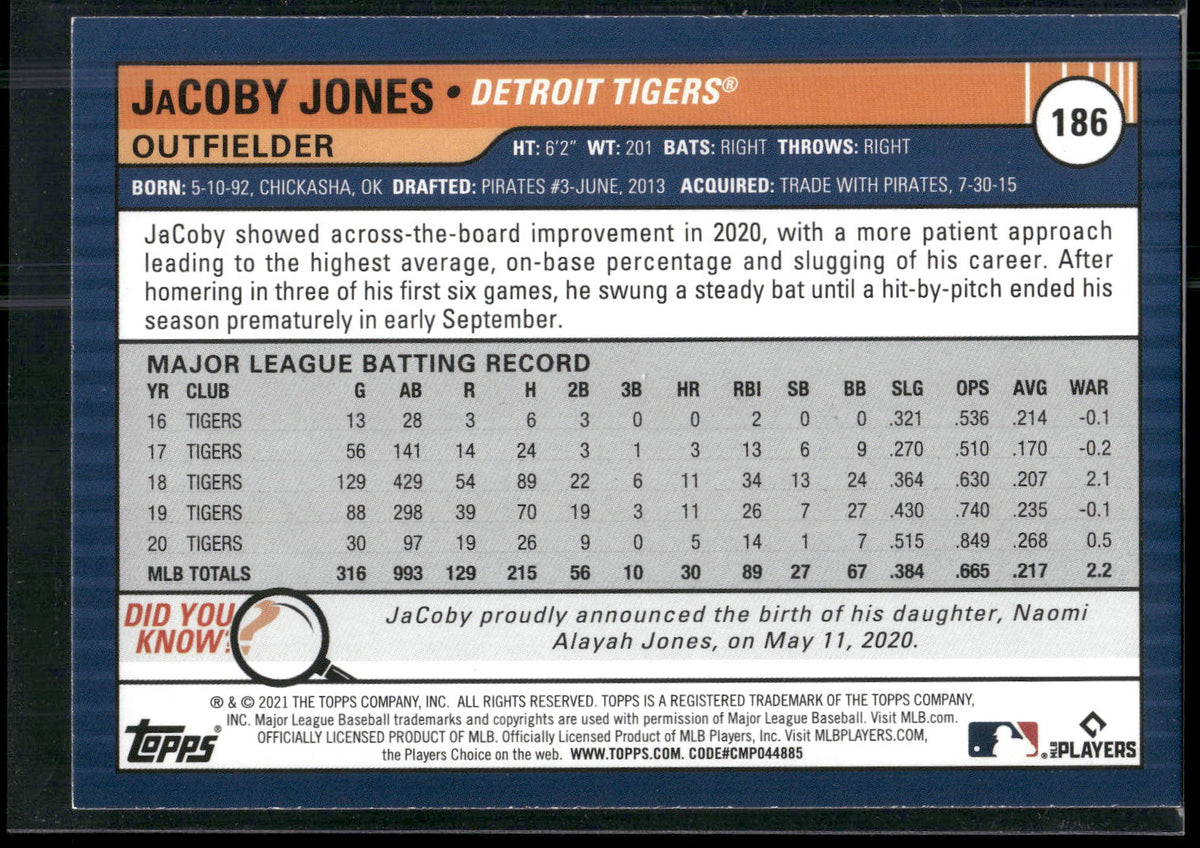 2021 Topps Big League #186 JaCoby Jones