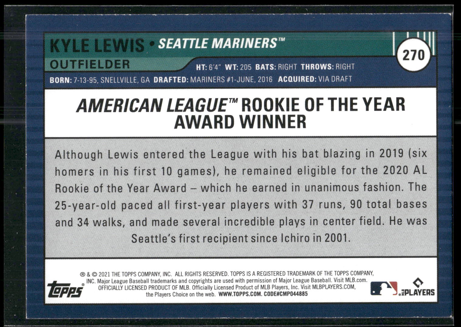 2021 Topps Big League #270 Kyle Lewis
