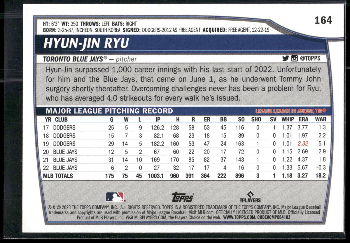 2023 Topps Big League #164 Hyun-Jin Ryu