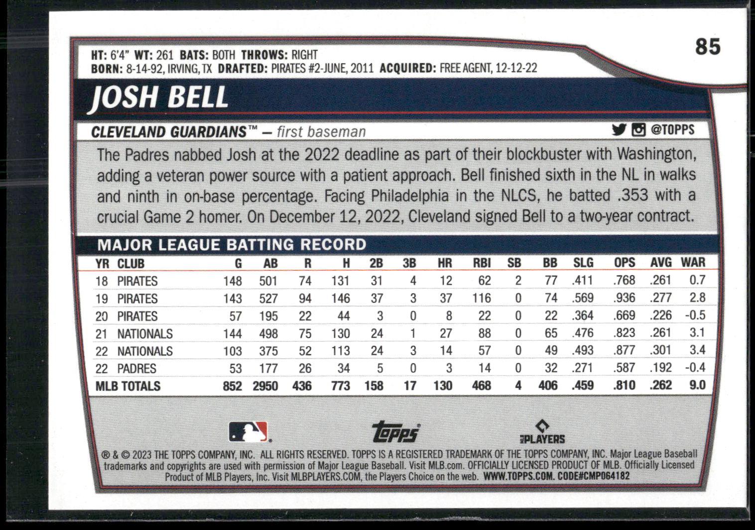 2023 Topps Big League #85 Josh Bell