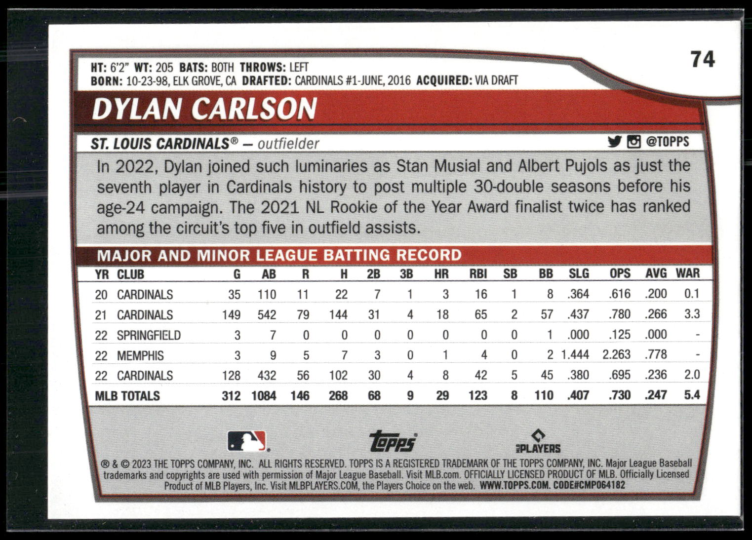 2023 Topps Big League #74 Dylan Carlson