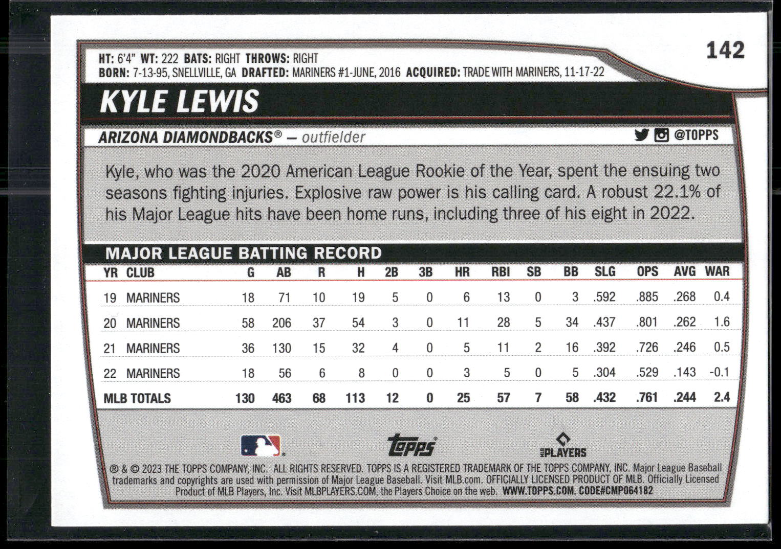 2023 Topps Big League #142 Kyle Lewis