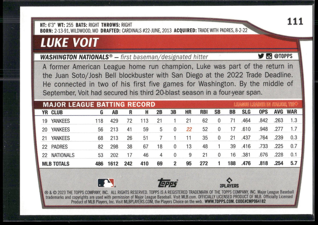 2023 Topps Big League #111 Luke Voit
