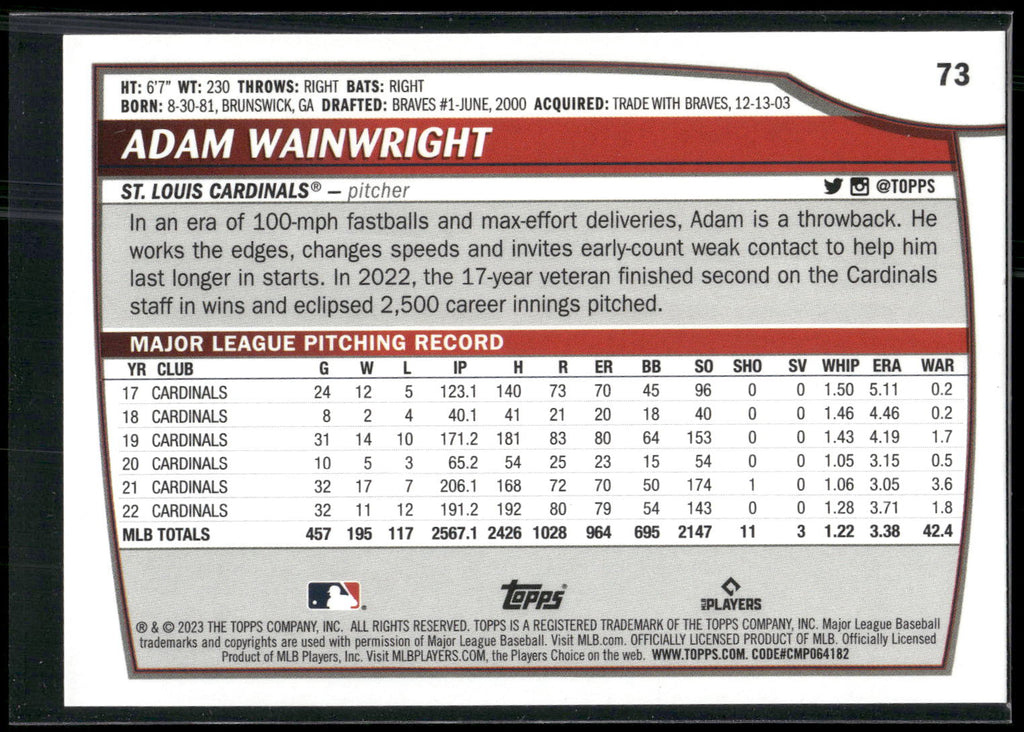 2023 Topps Big League #73 Adam Wainwright