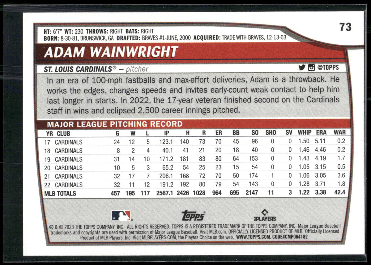 2023 Topps Big League #73 Adam Wainwright