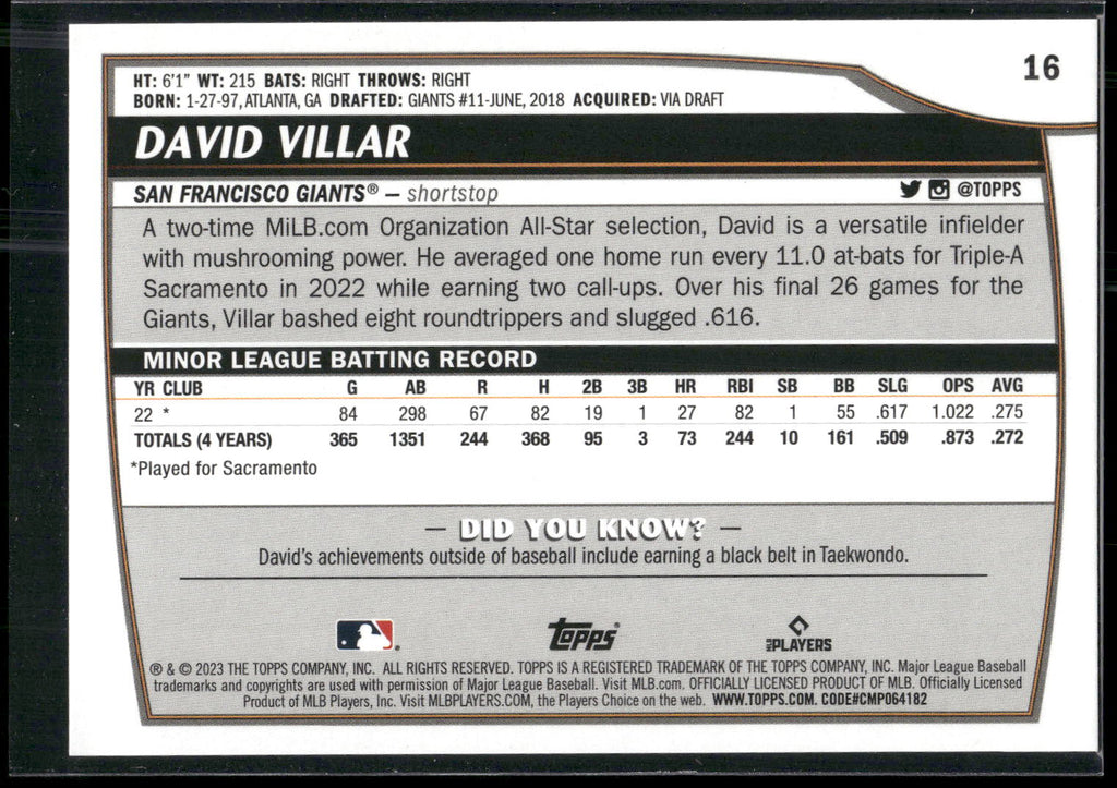 2023 Topps Big League #16 David Villar