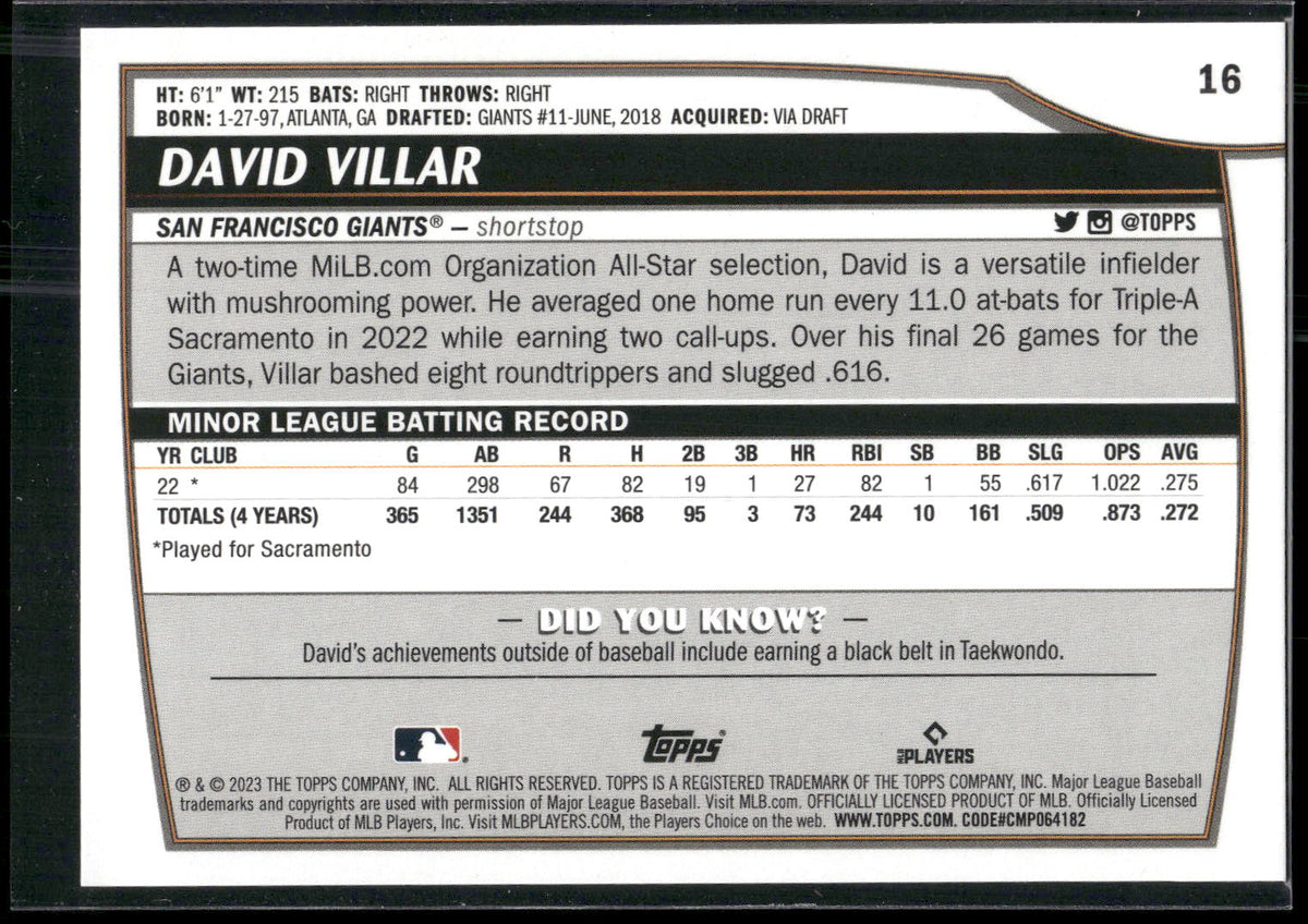 2023 Topps Big League #16 David Villar