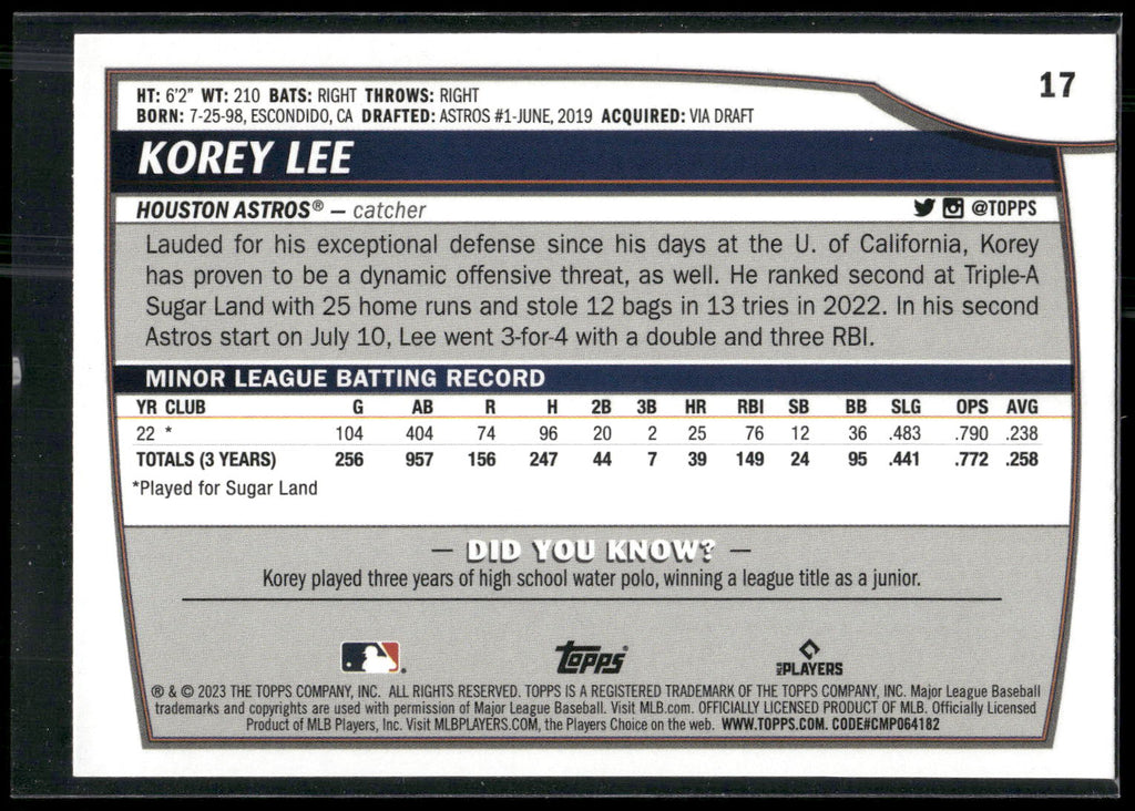 2023 Topps Big League #17 Korey Lee