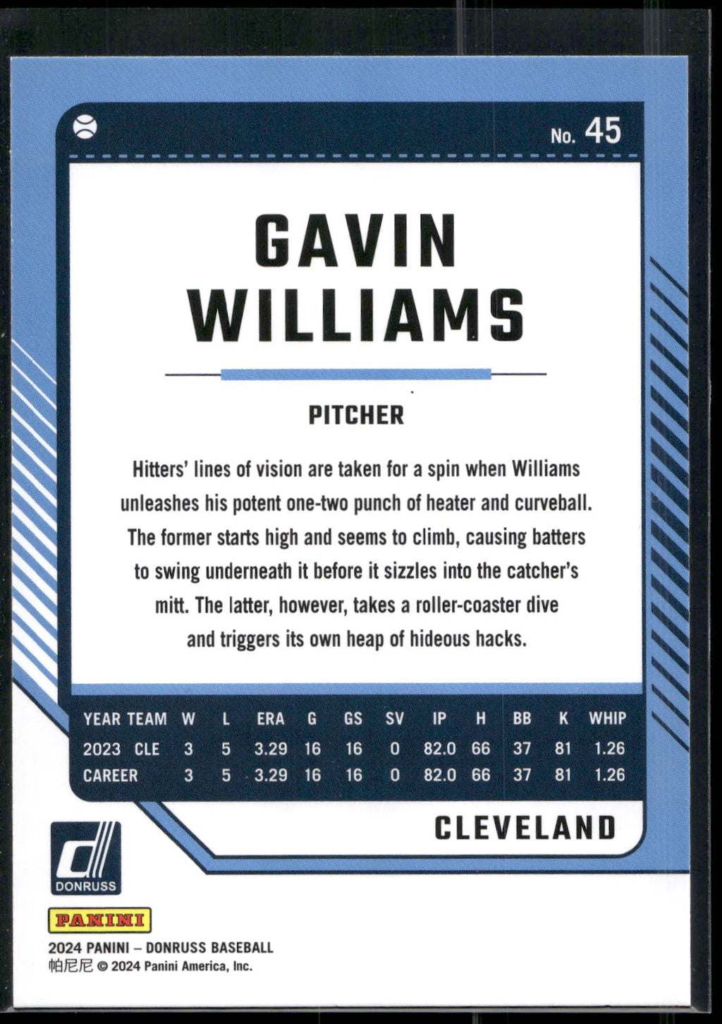 2024 Donruss #45 Gavin Williams