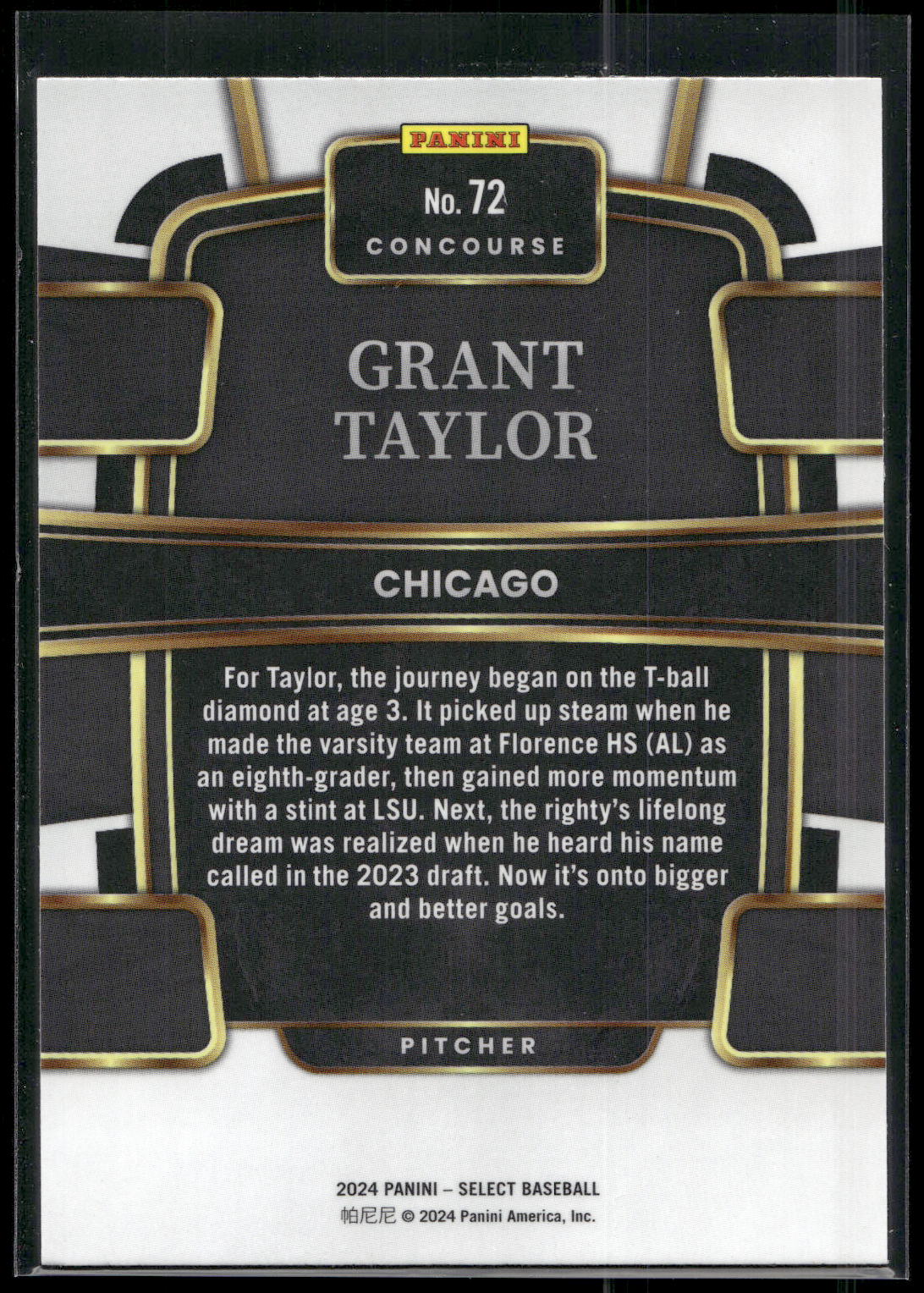 2024 Panini Select #72 Grant Taylor