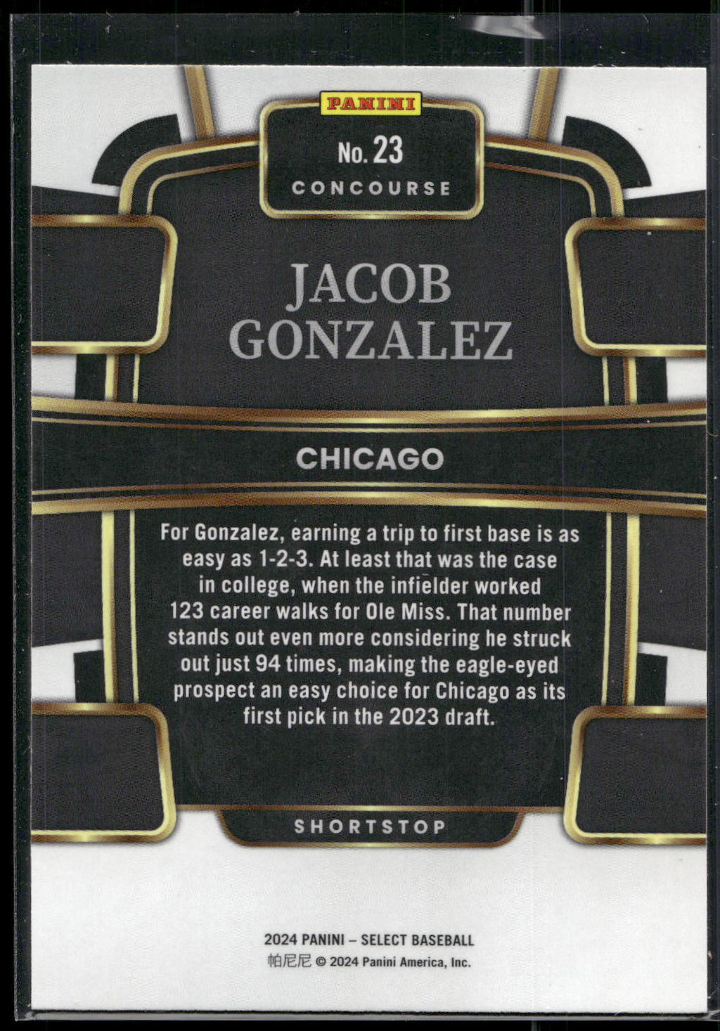 2024 Panini Select #23 Jacob Gonzalez