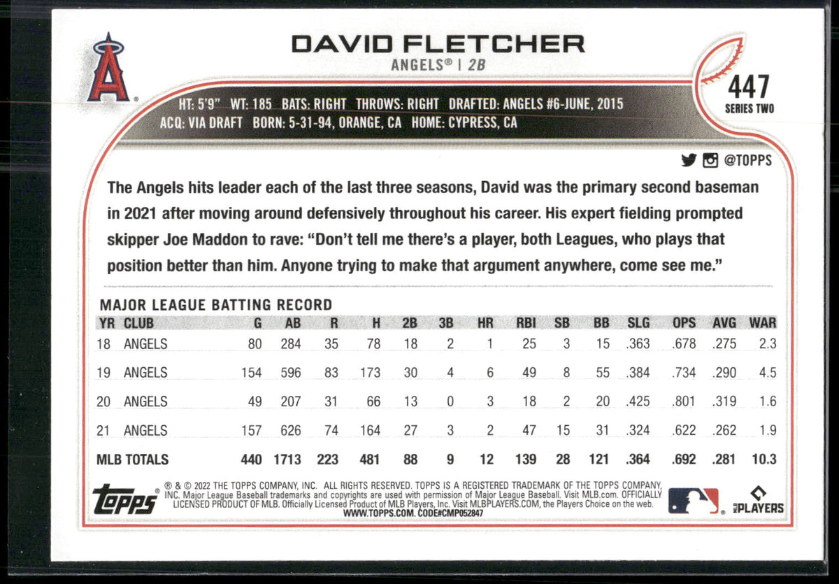 2022 Topps #447 David Fletcher