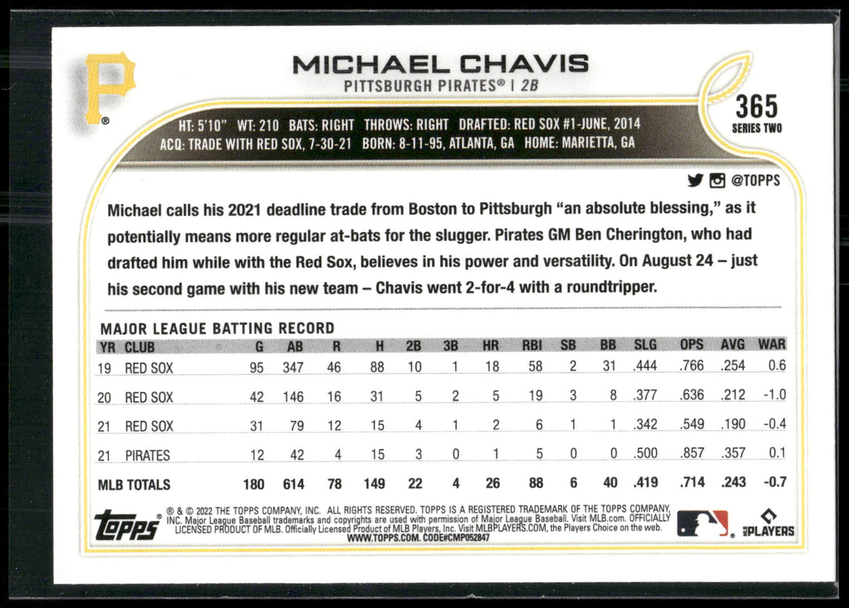 2022 Topps #365 Michael Chavis