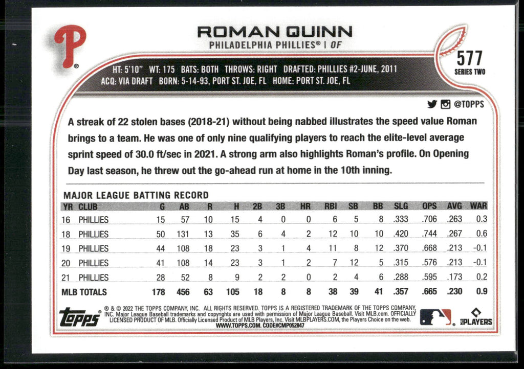 2022 Topps #577 Roman Quinn