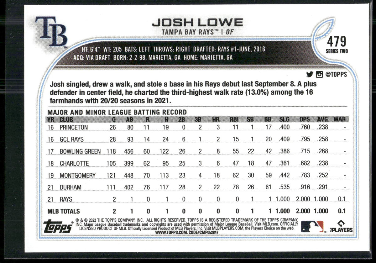 2022 Topps #479 Josh Lowe