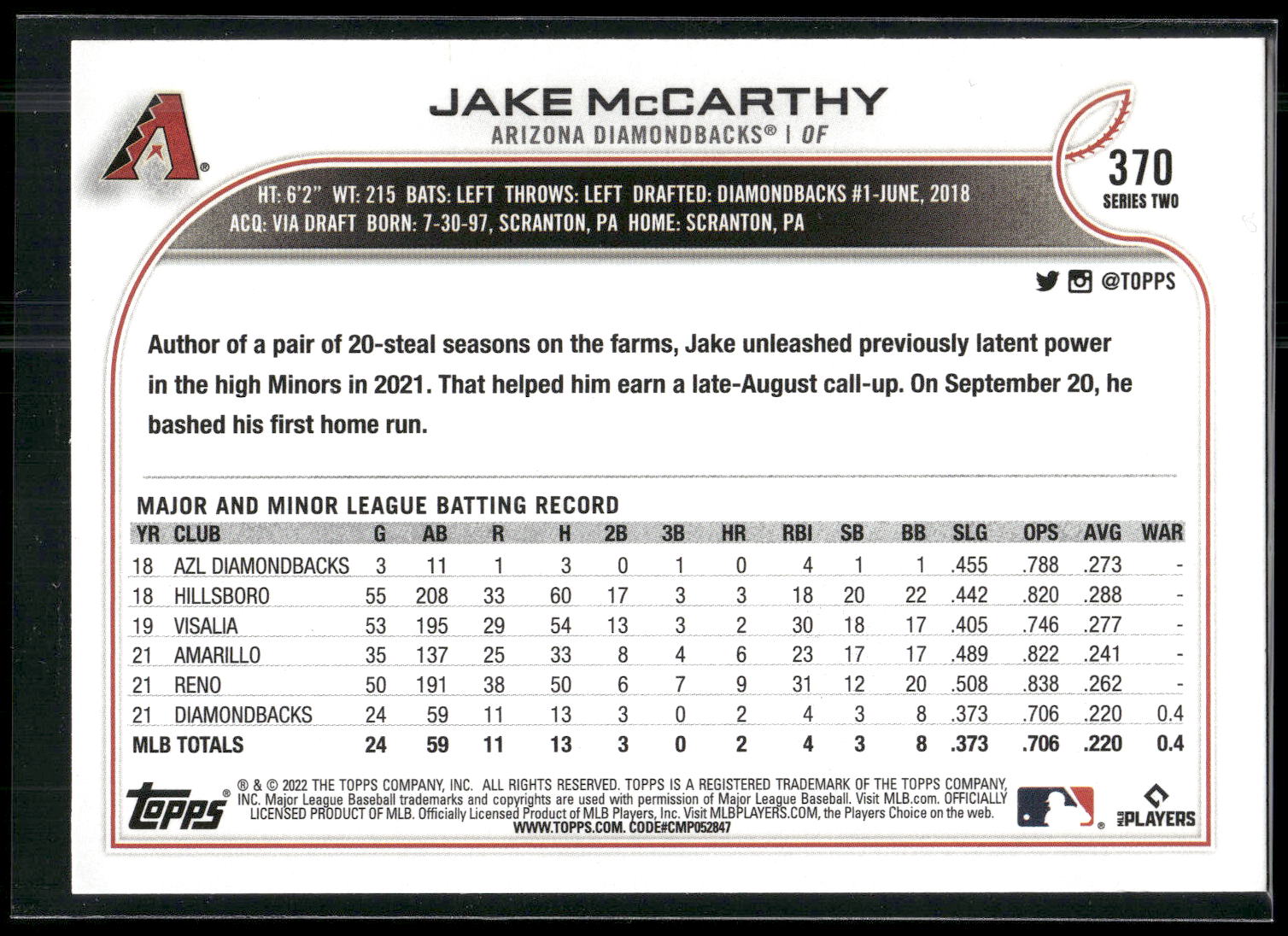 2022 Topps #370 Jake McCarthy