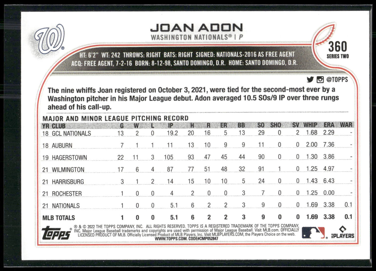 2022 Topps #360 Joan Adon
