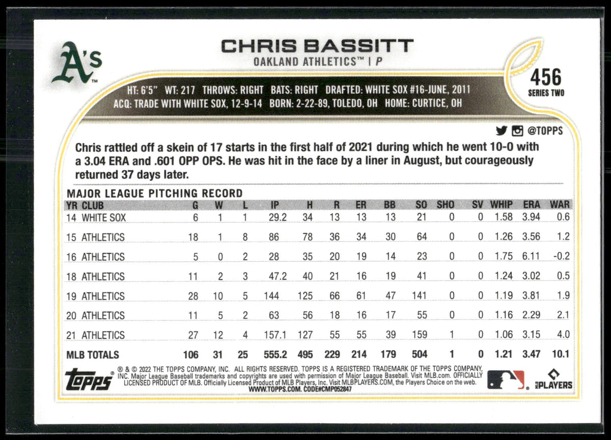 2022 Topps #456 Chris Bassitt