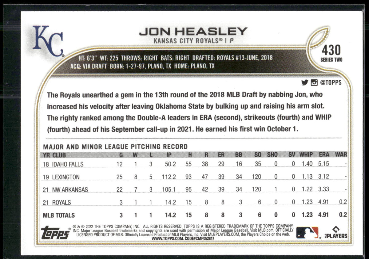 2022 Topps #430 Jon Heasley