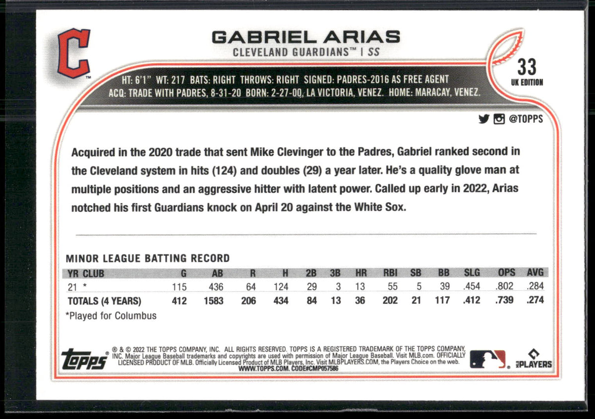 2022 Topps UK Edition #33 Gabriel Arias