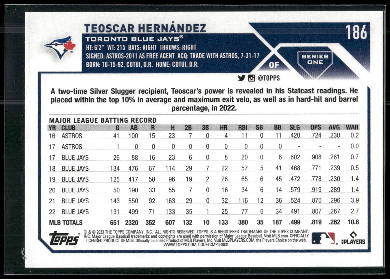 2023 Topps 1st Edition #186 Teoscar Hernández