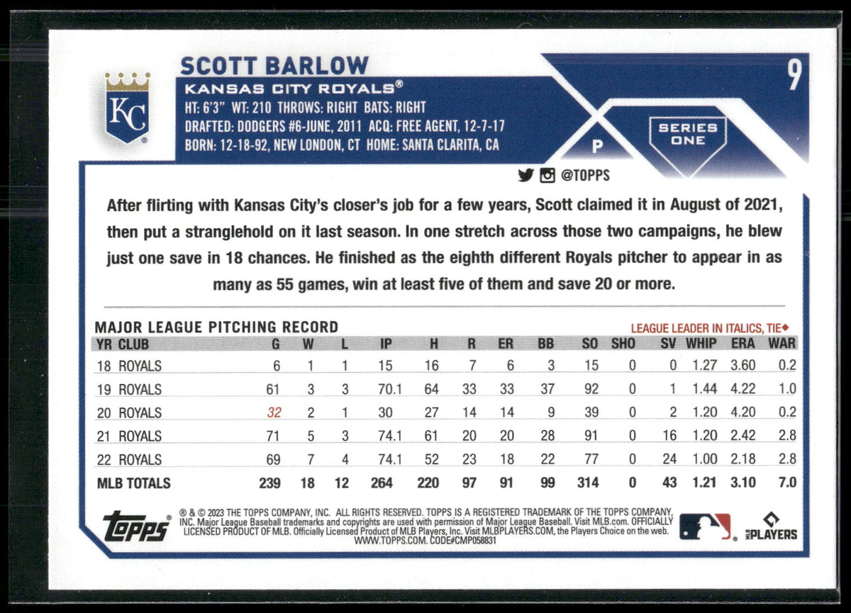 2023 Topps 1st Edition #9 Scott Barlow