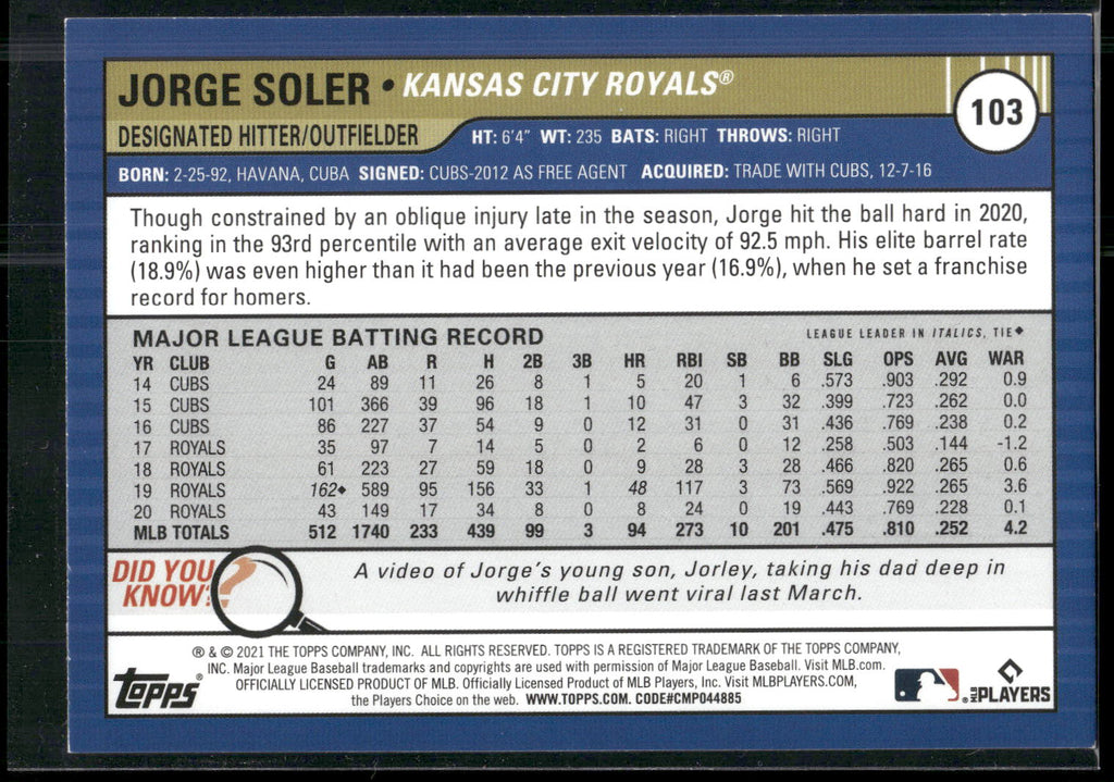 2021 Topps Big League #103 Jorge Soler