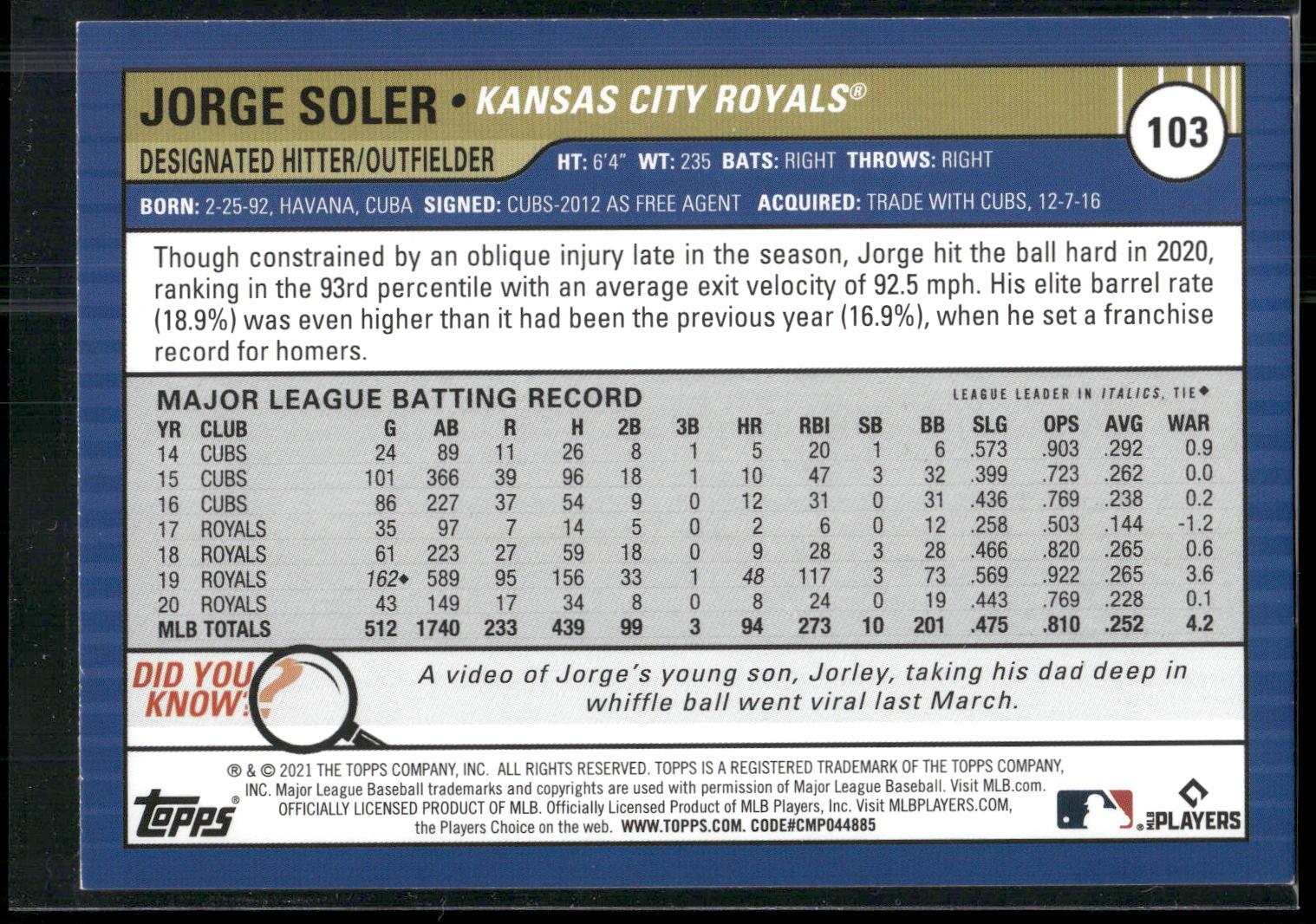 2021 Topps Big League #103 Jorge Soler