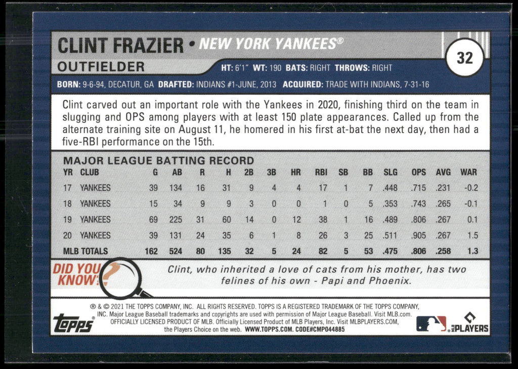 2021 Topps Big League #32 Clint Frazier