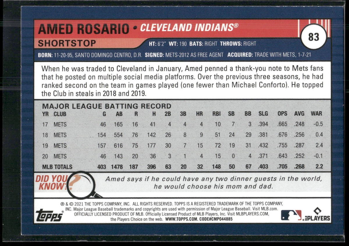 2021 Topps Big League #83 Amed Rosario