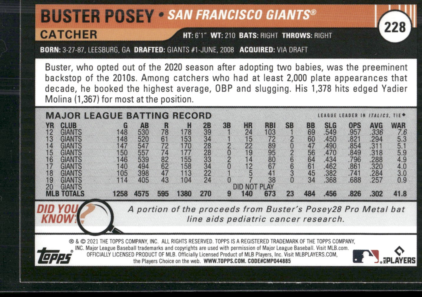 2021 Topps Big League #228 Buster Posey