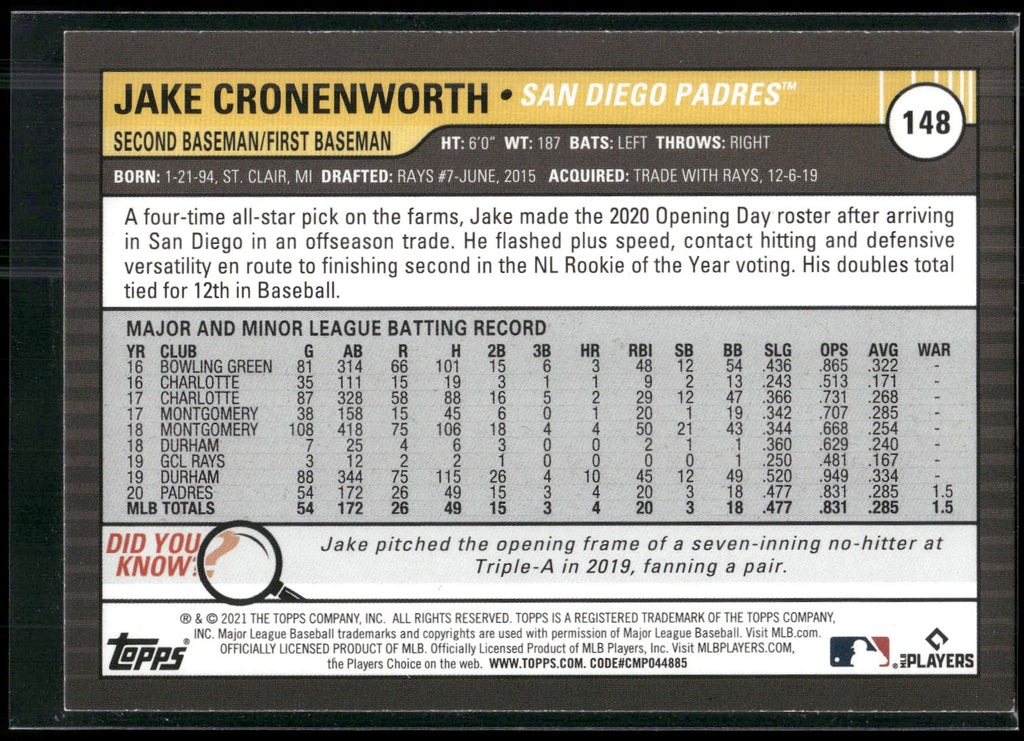 2021 Topps Big League #148 Jake Cronenworth