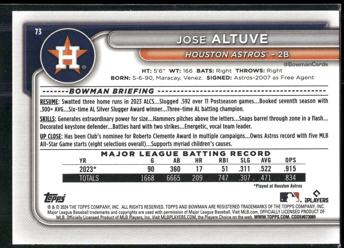 2024 Bowman #73 Jose Altuve