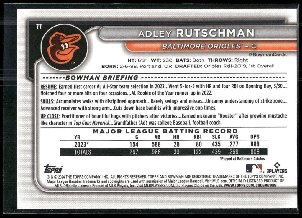 2024 Bowman #77 Adley Rutschman