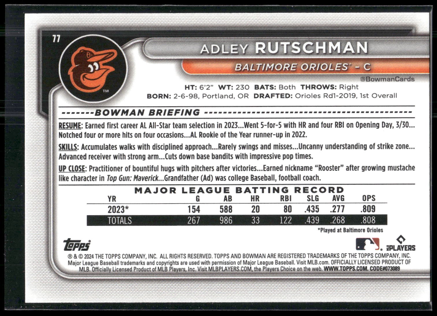 2024 Bowman #77 Adley Rutschman