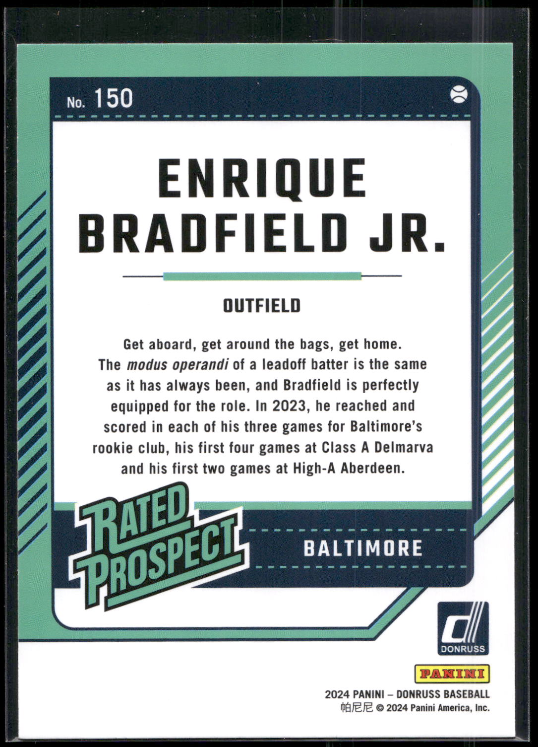 2024 Donruss #150 Enrique Bradfield Jr.