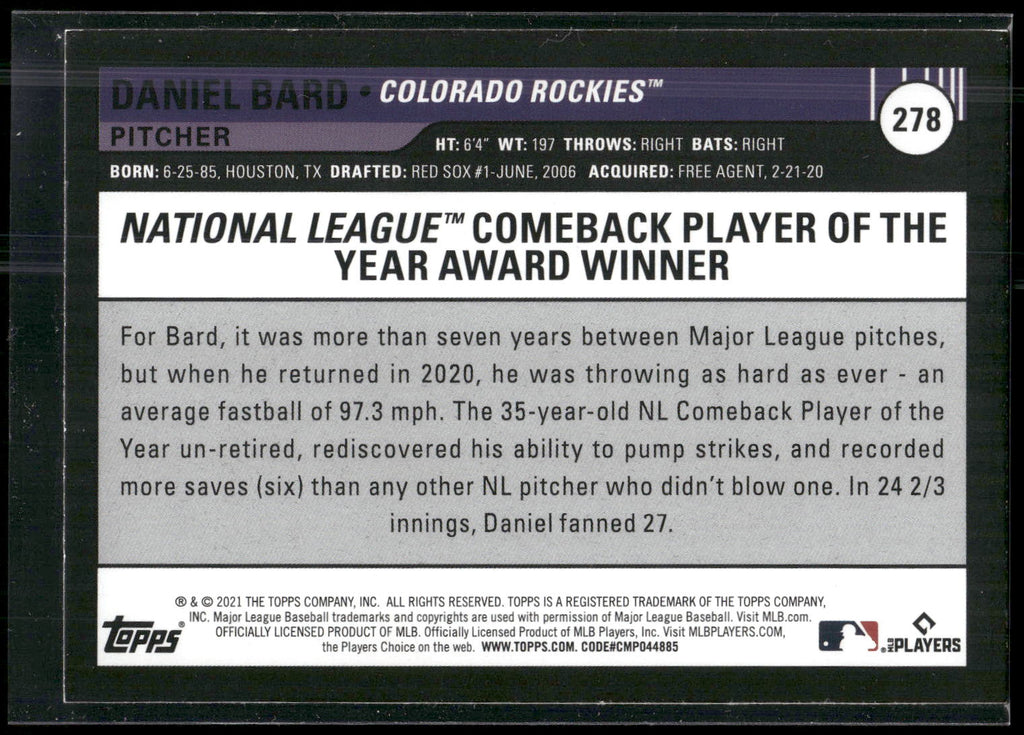 2021 Topps Big League #278 Daniel Bard