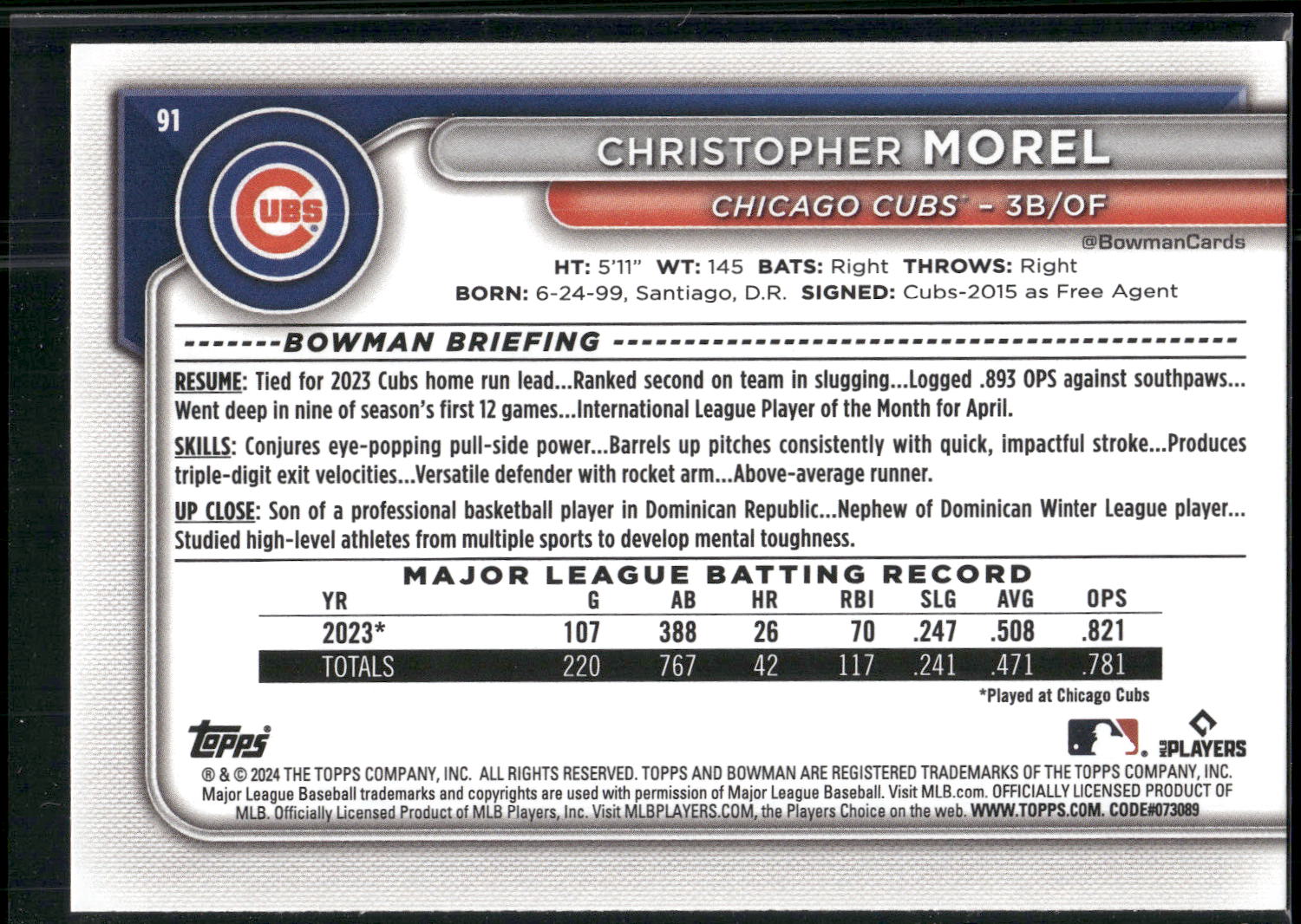 2024 Bowman #91 Christopher Morel